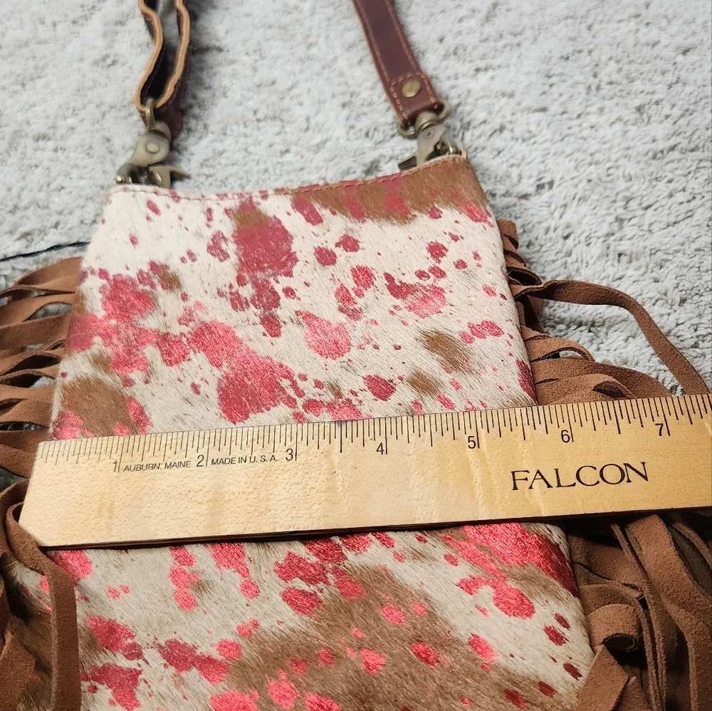 American Darling Crossbody Cowhide & Leather Purse With Fringe - Picture 6 of 13